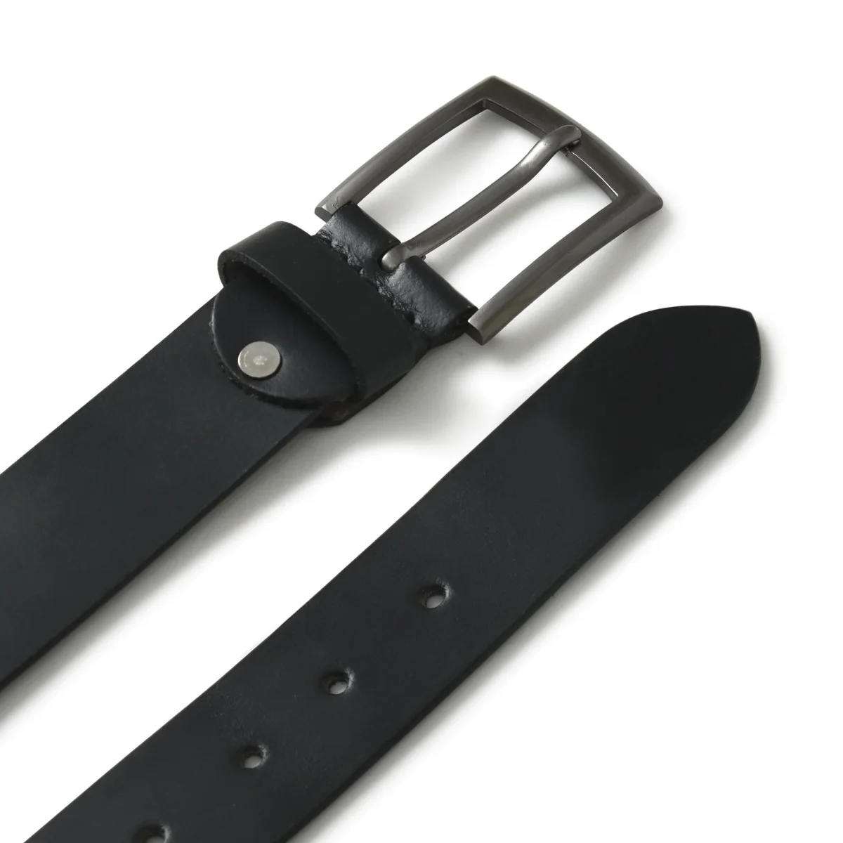 Minimalist Black Leather Belt – Bild 3