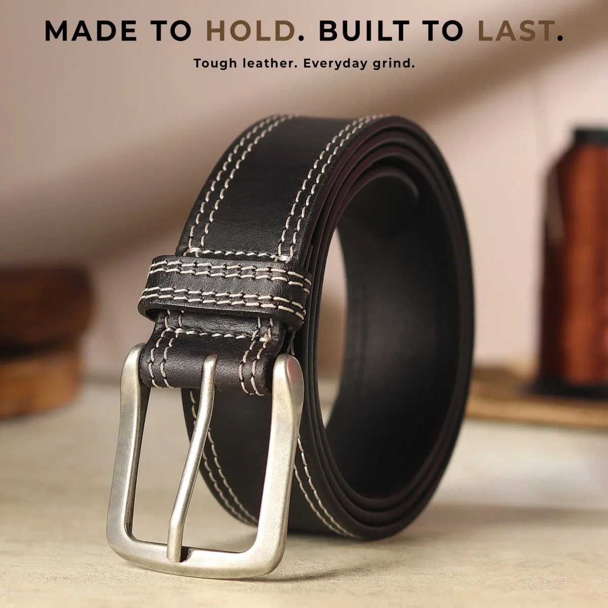 Midnight Ranger Black Leather Belt – Bild 3