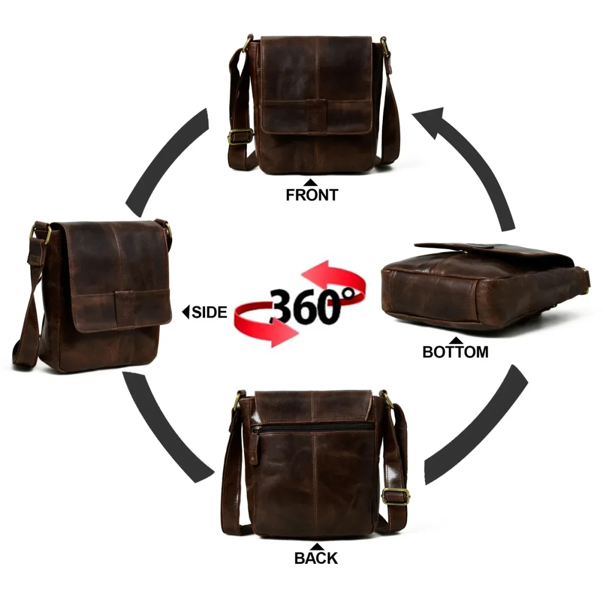 Brown Leather Crossbody Bag – Bild 5
